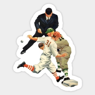 Vintage Sports, Baseball Players with the Runner Safe at Home Plate Sticker